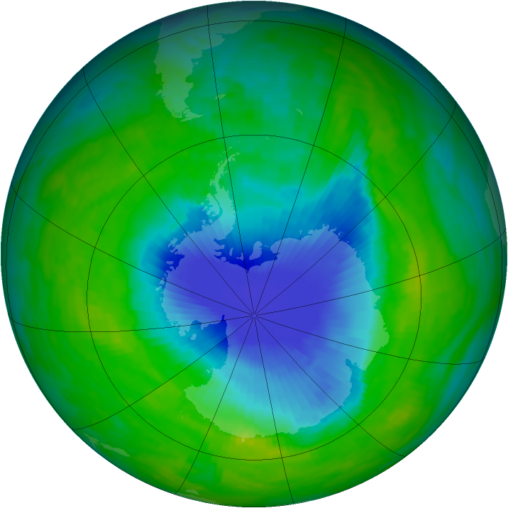 Antarctic ozone map for 27 November 1992